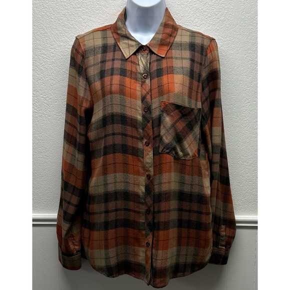 NWOT! Becool Women’s Plaid Button Up Long Sleeve Sz M Open Breast Pocket, V561 - Picture 3 of 15